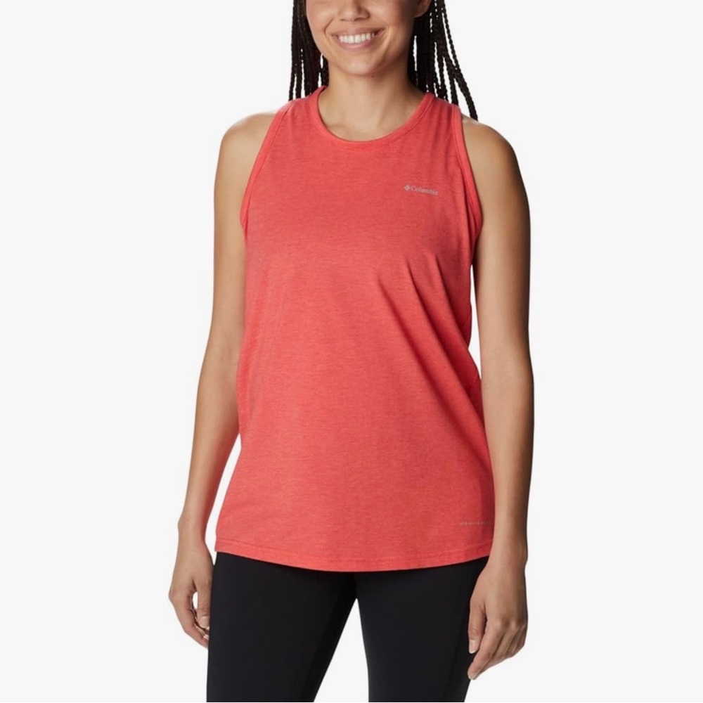 Columbia Sun Trek Racerback Tank Top S Hibiscus Heather UPF Athleisure Gorpcore